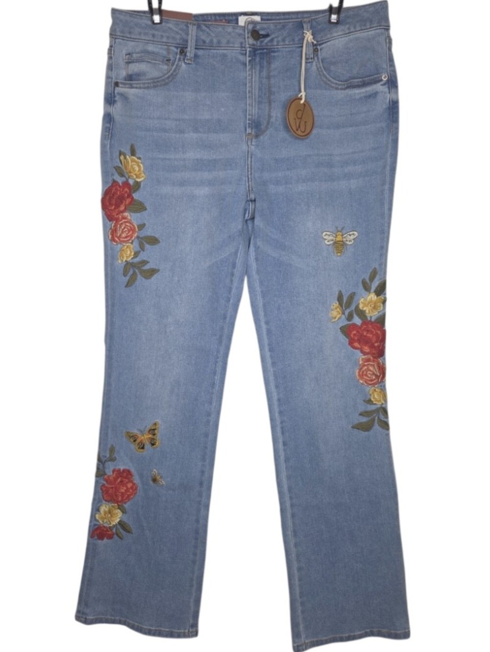 Driftwood Kylee Butterflies Bees Roses High Rise Bootcut Denim Jeans 16 NWT